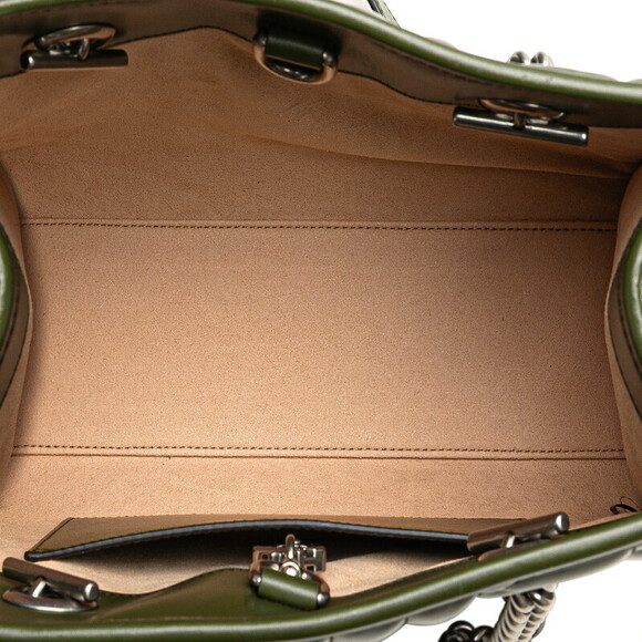 Gucci GG Marmont Chain Shoulder Bag Tote khaki Green Leather - Picture 6 of 8